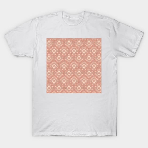 Retro Floral Geometric Tile / Blush Pink T-Shirt by matise